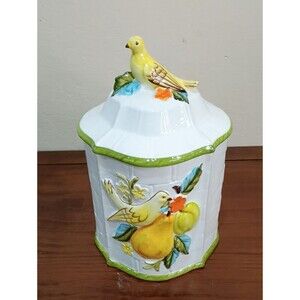 Lefton Bird And Fruit Canister/Cookie Jar - Vintage!